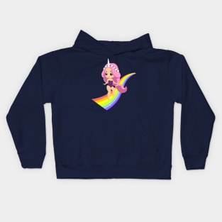 Rainbow unicorn girl Kids Hoodie